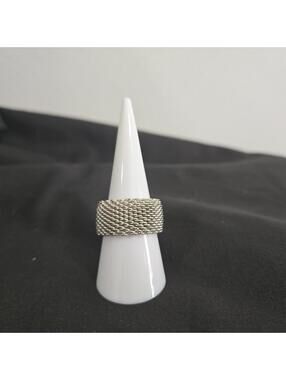Tiffany & Co Somerset Mesh Weave Sterling Silver Ring 7 Unisex Thick